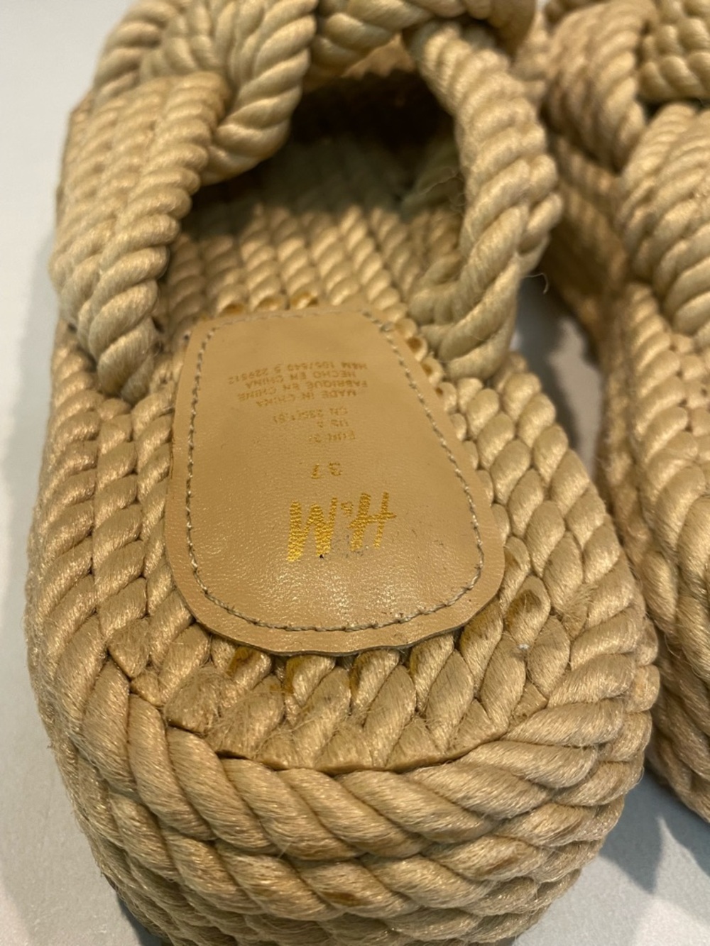 H&M ROPE KNOT NOMADIC MINIMALIST CASUAL PLATFORM CLASSIC BOHO CHIC NEUTRAL SZ 37 - Picture 8 of 12